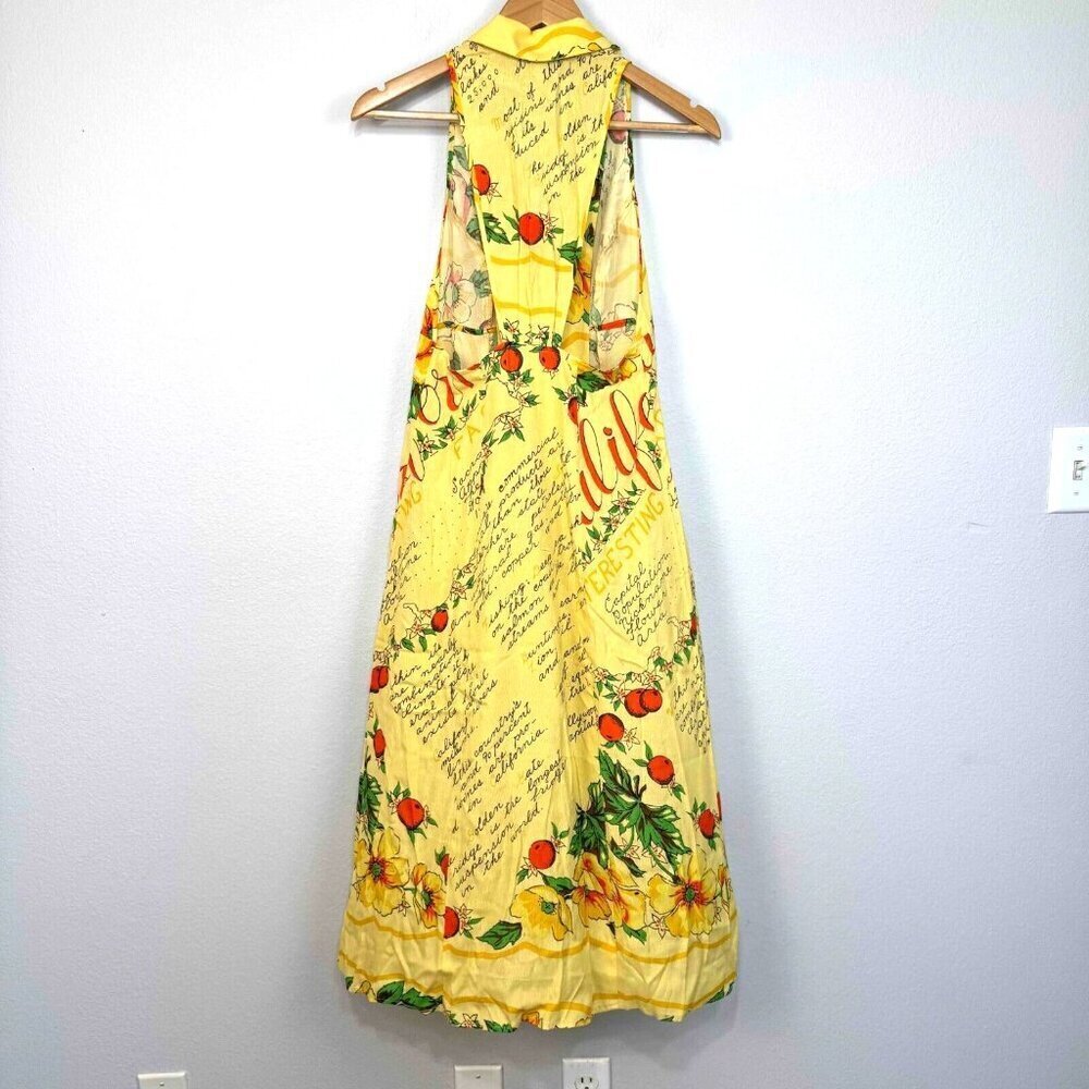 Urban Outfitters Women's Tropical Sleeveless Dress Viscose Yellow Size Medium - Picture 4 of 12